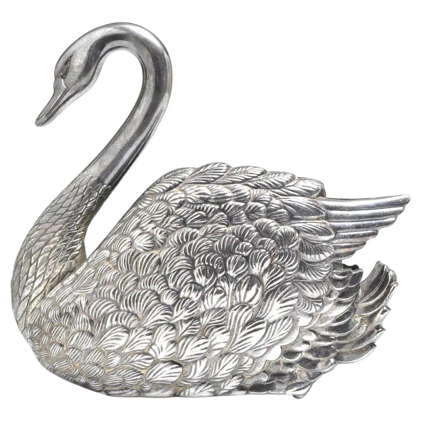 Antiguo Anillero de Plata Swann Pájaros Organizador Decorativo de Joyas Decoración para el Hogar Art Decó en venta