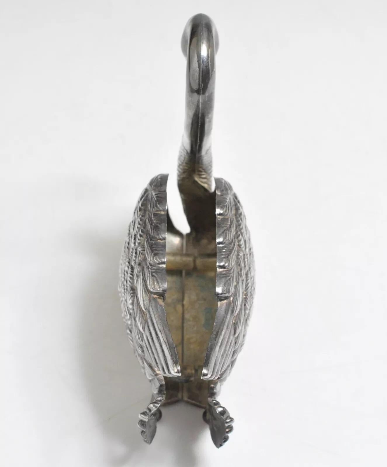 Antiguo Anillero de Plata Swann Pájaros Organizador Decorativo de Joyas Decoración para el Hogar en Excelente estado para la venta en Wembley, GB