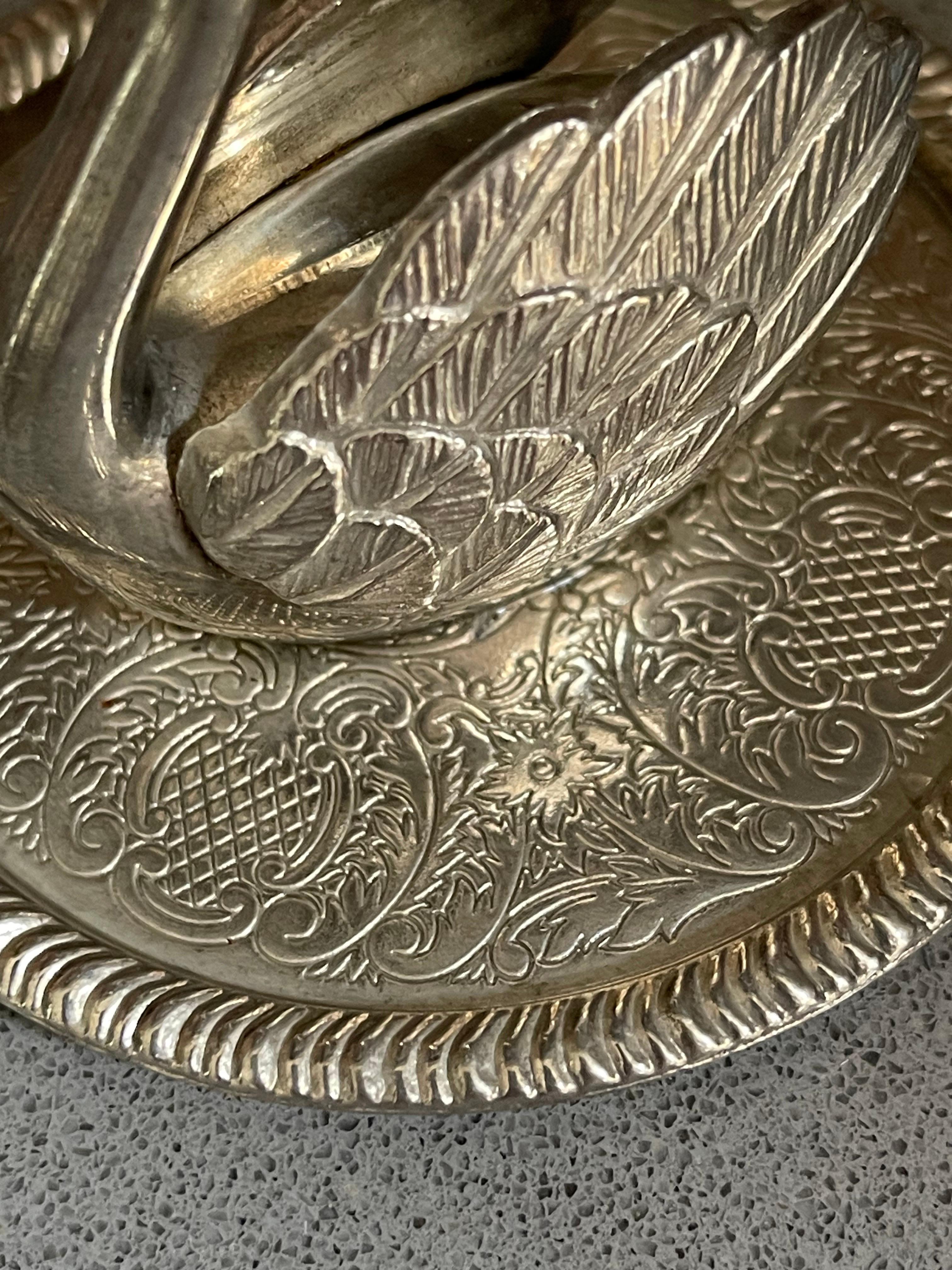 Antique Sliver Ring Holder Swann Birds Decorative Jewellery Organiser Home Décor For Sale 1