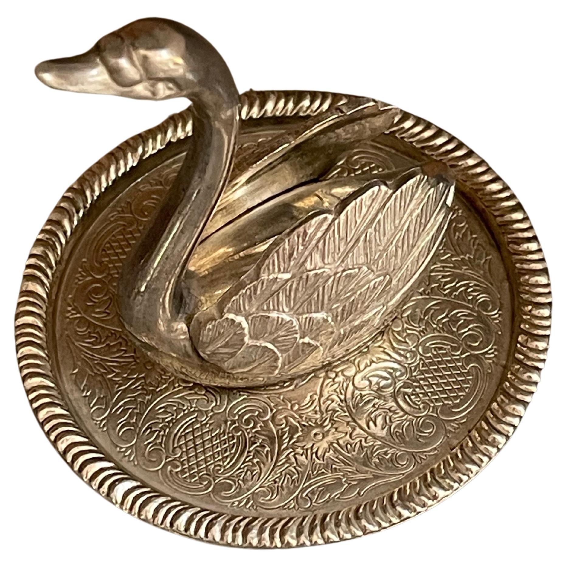 Porte-bagues en argent antique Oiseaux de Swann Organisateur de bijoux décoratif Home Décor