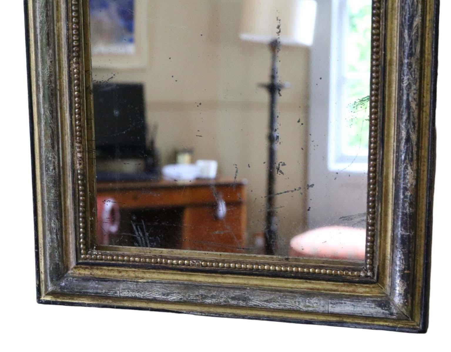 Glass Antique small 19th Century quality gilt overmantle wall mirror For Sale