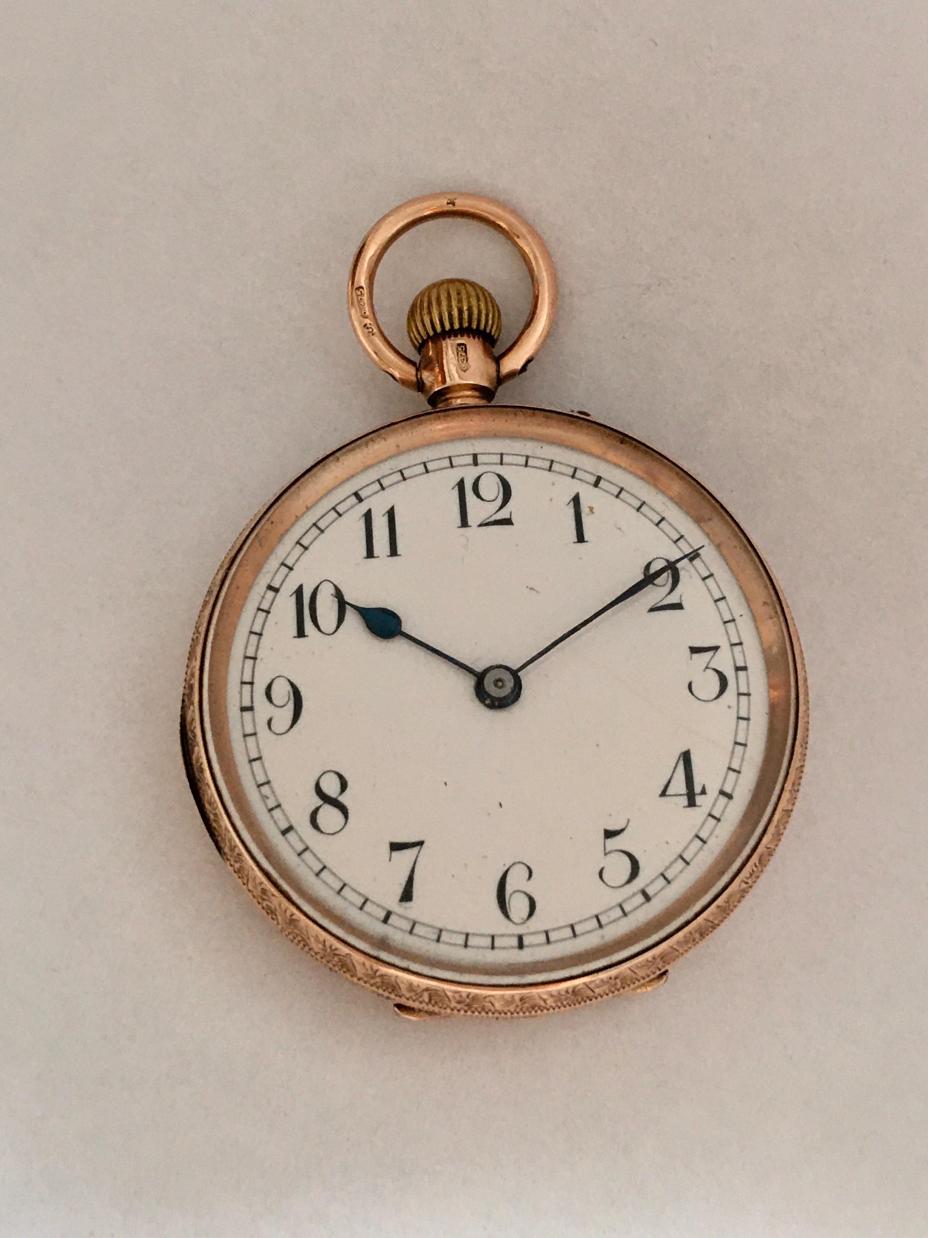 Antique Small 9 Karat Gold Fob / Ladies Pocket Watch For Sale 9