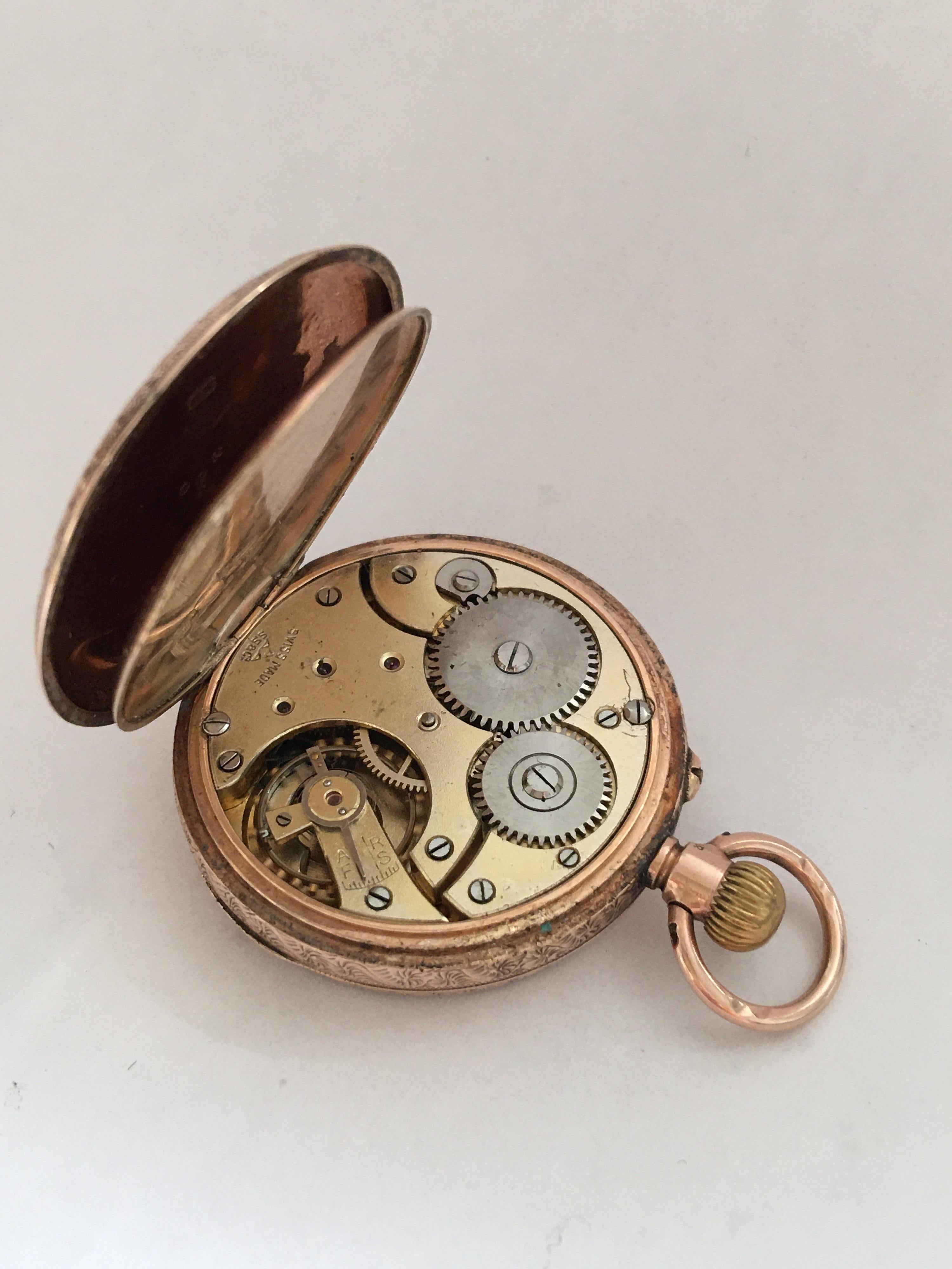 Antique Small 9 Karat Gold Fob / Ladies Pocket Watch For Sale 3