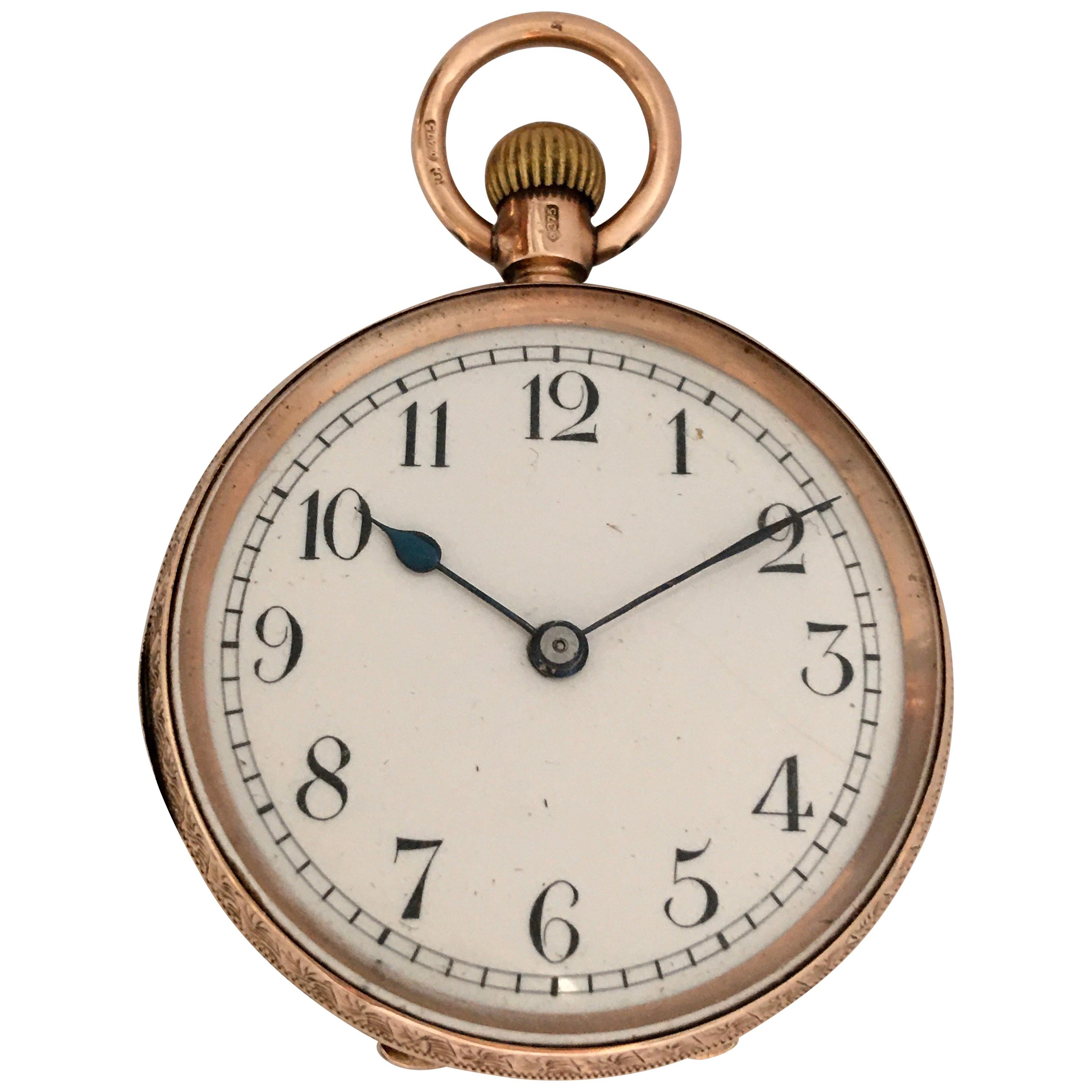 Antique Small 9 Karat Gold Fob / Pocket Watch For Sale