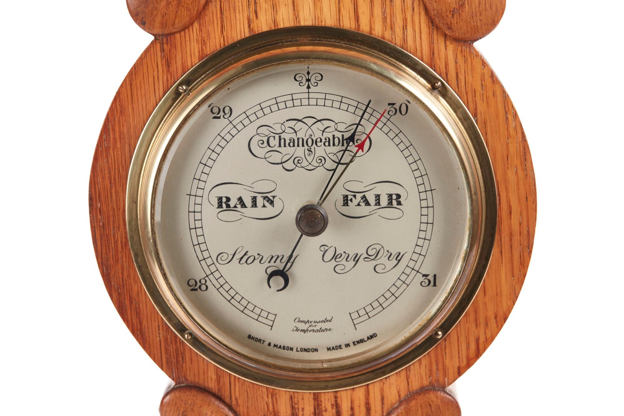 Antique Small Antique Oak Banjo Barometer, c.1880 In Good Condition In Suffolk, GB