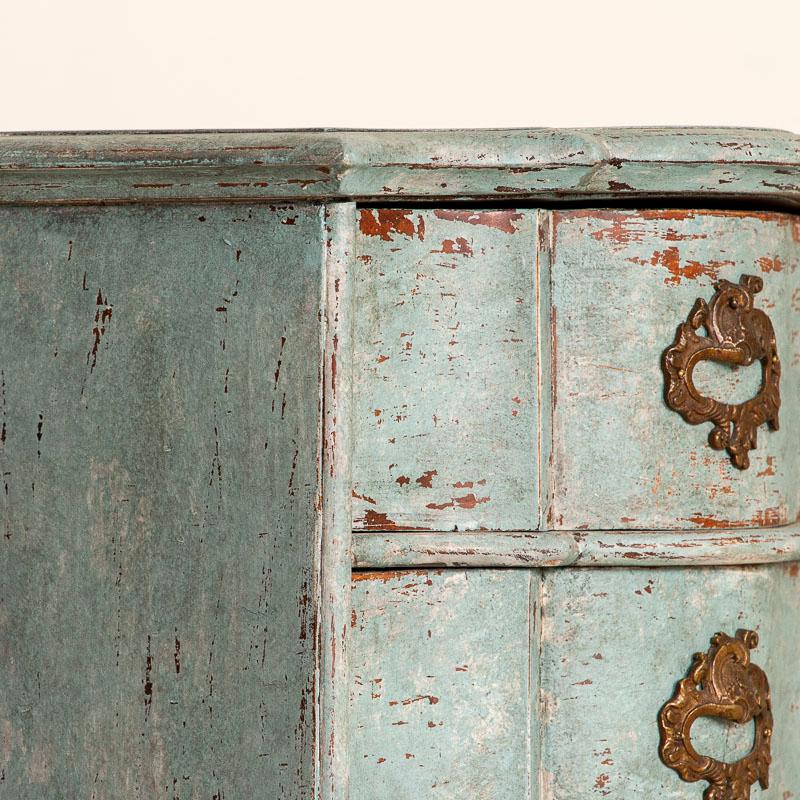 Antique Small Blue Painted Chest of Drawers Nightstand 3