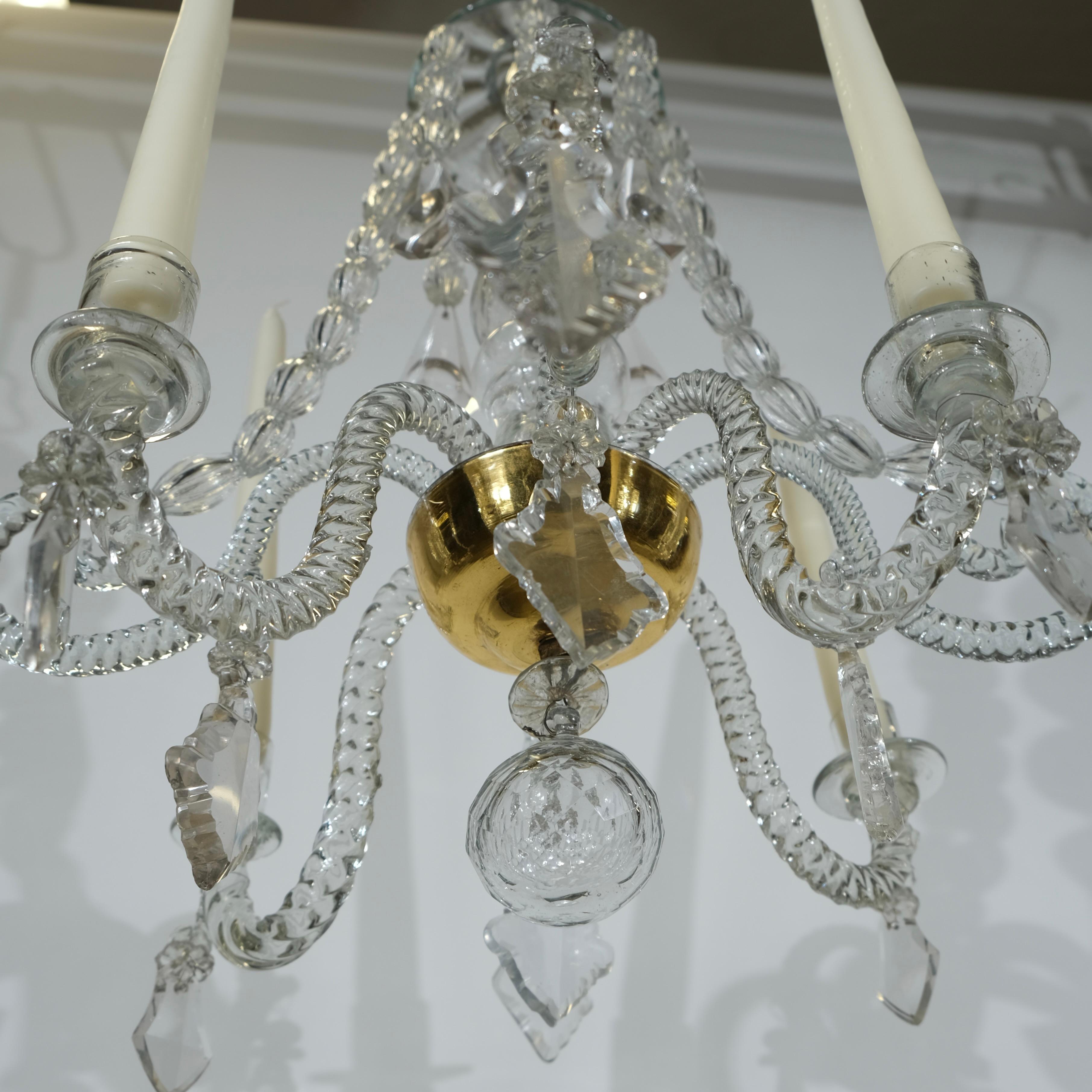 Antique small Bohemian four-light chandelier, 18th c In Good Condition For Sale In Stockholm, SE