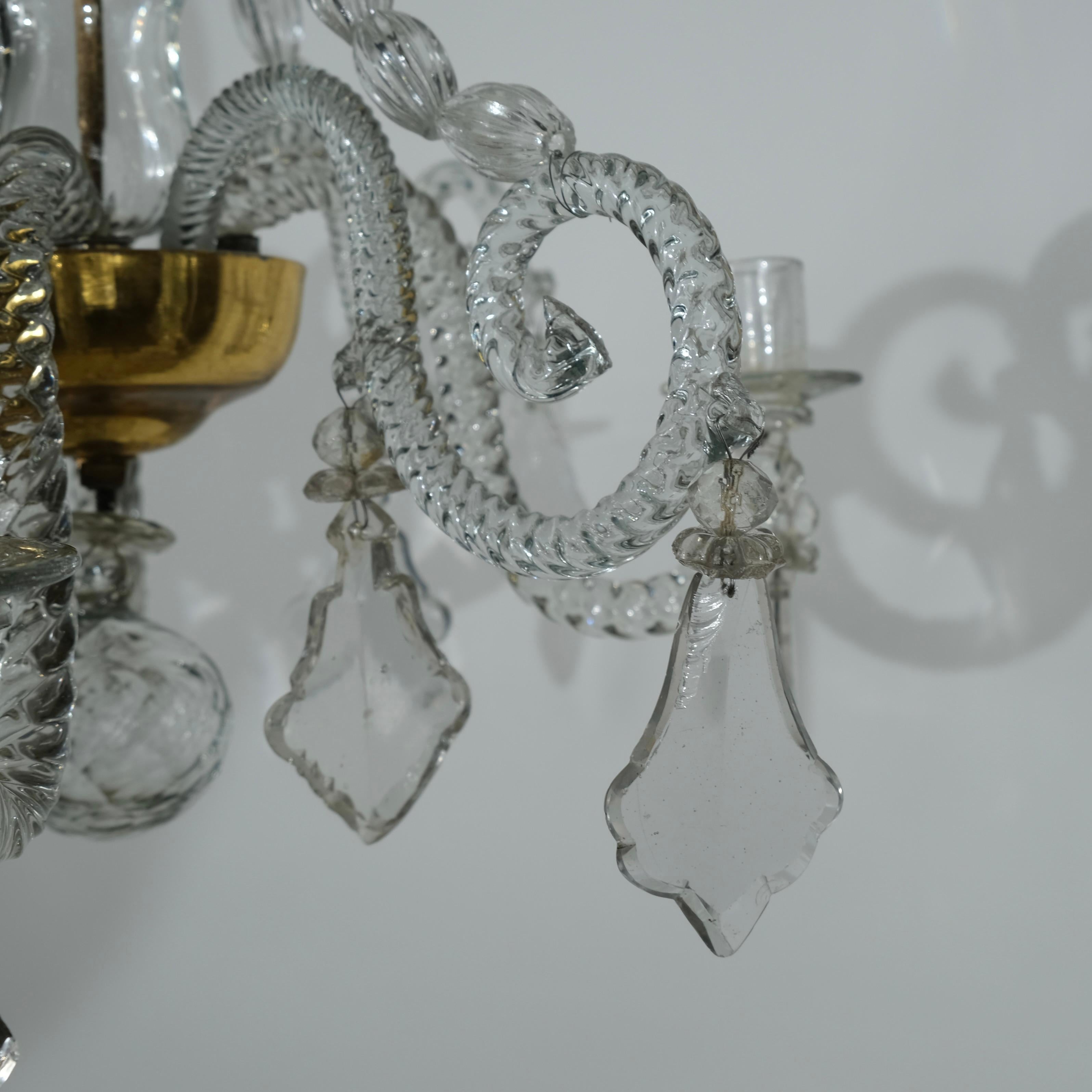 Crystal Antique small Bohemian four-light chandelier, 18th c For Sale