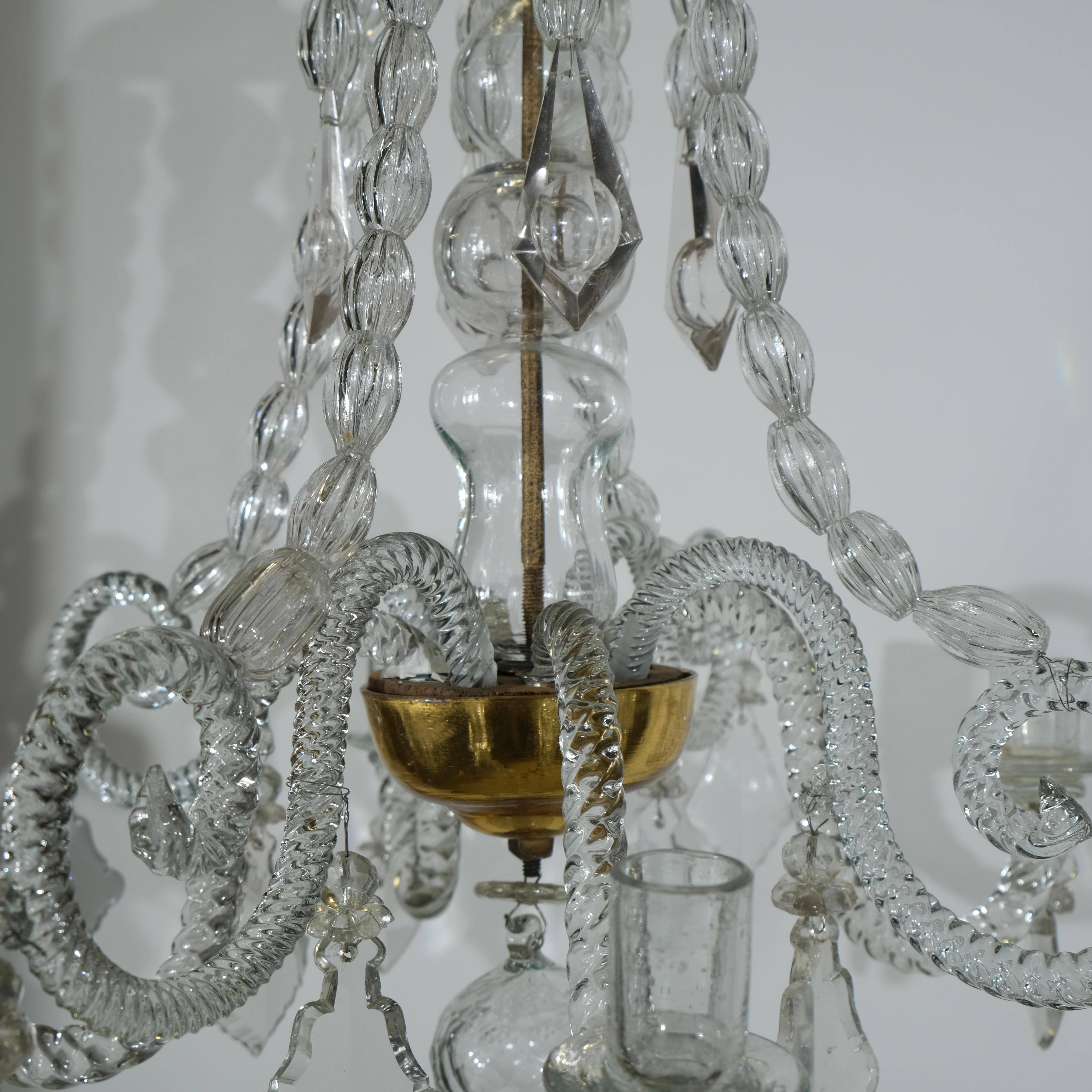 Antique small Bohemian four-light chandelier, 18th c For Sale 1