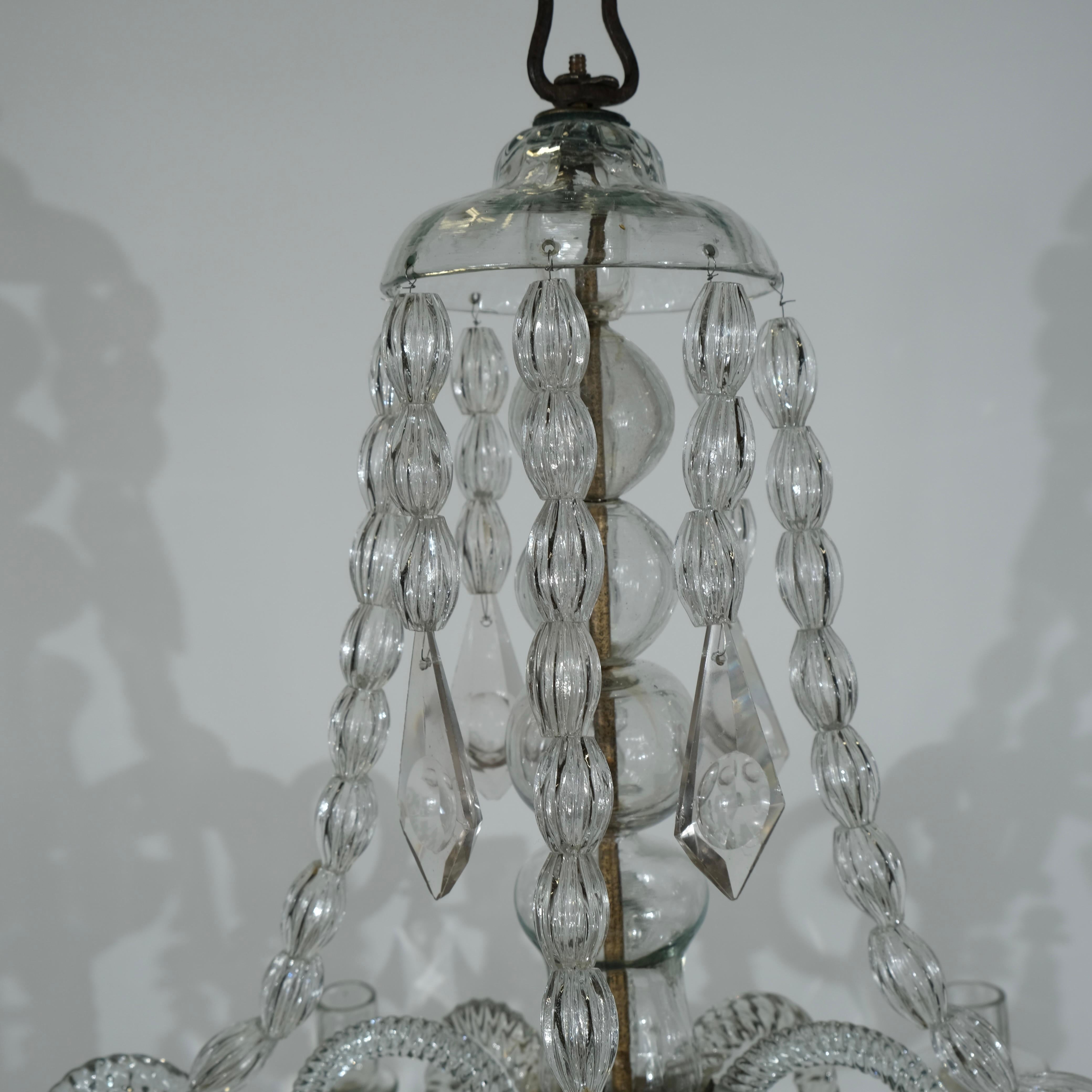 Antique small Bohemian four-light chandelier, 18th c For Sale 2