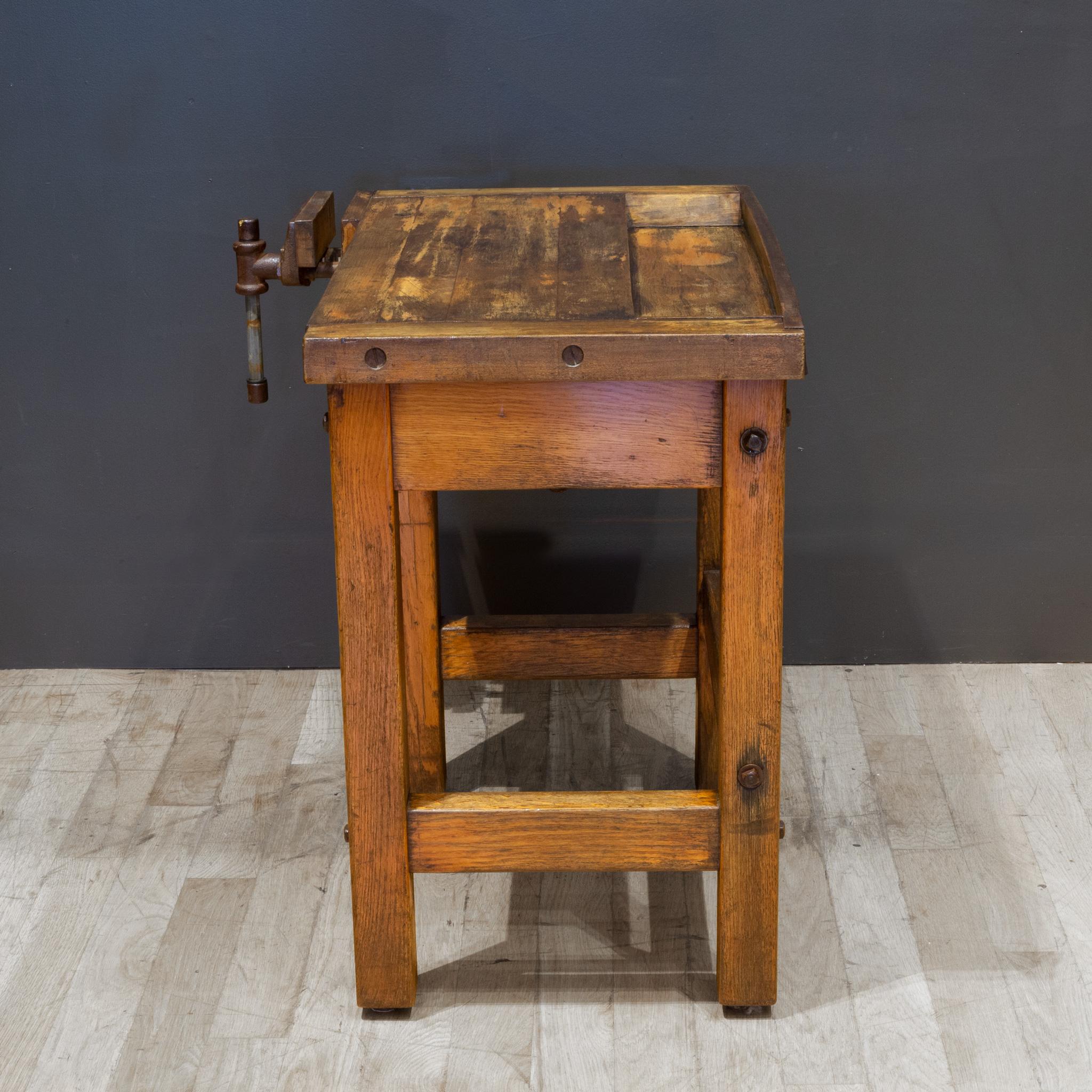 20th Century Antique Small Carpenter's Workbench C.1910-1930 For Sale