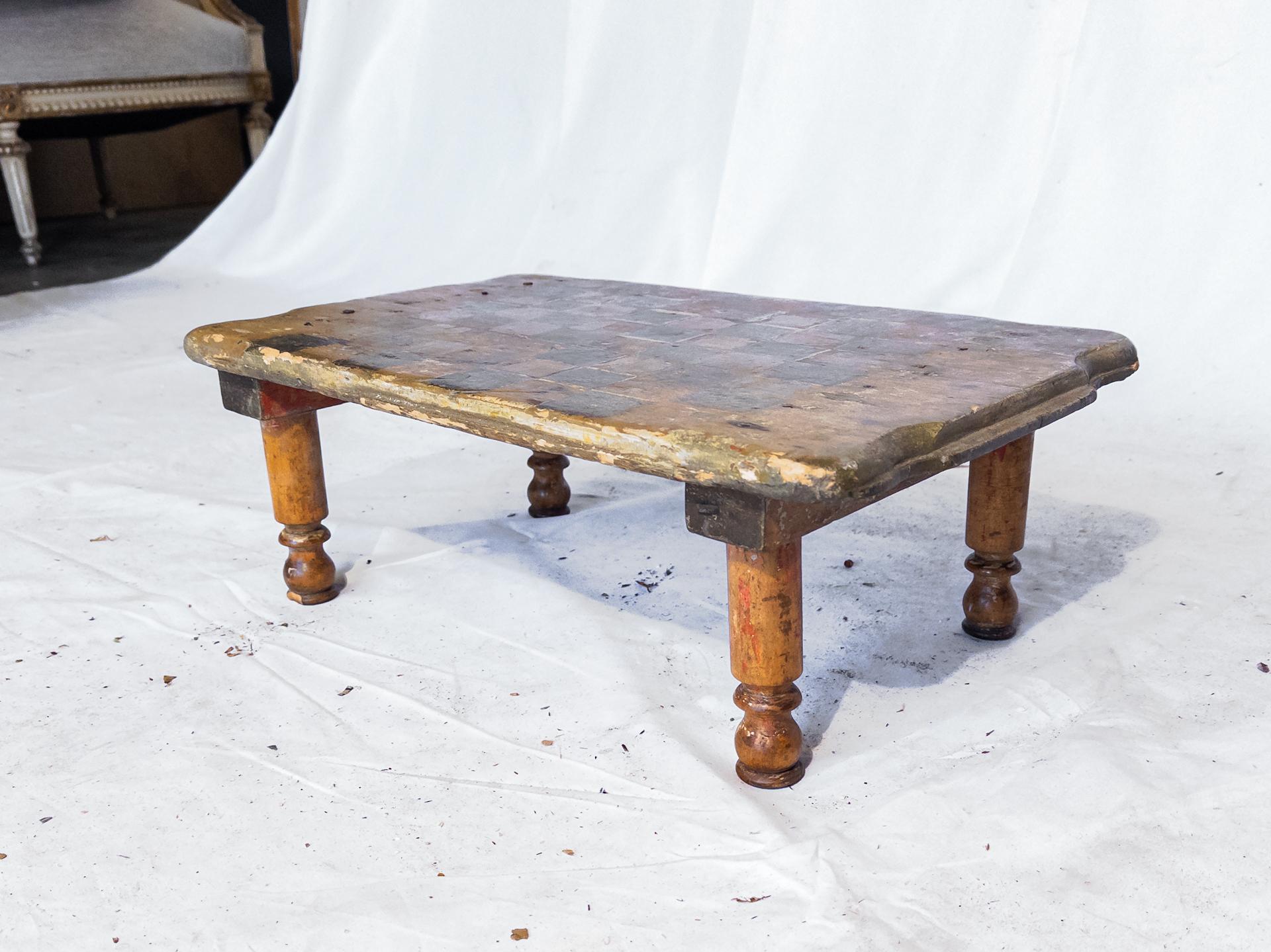Antique Small Checkerboard Table / Chess Board In Good Condition For Sale In Houston, TX