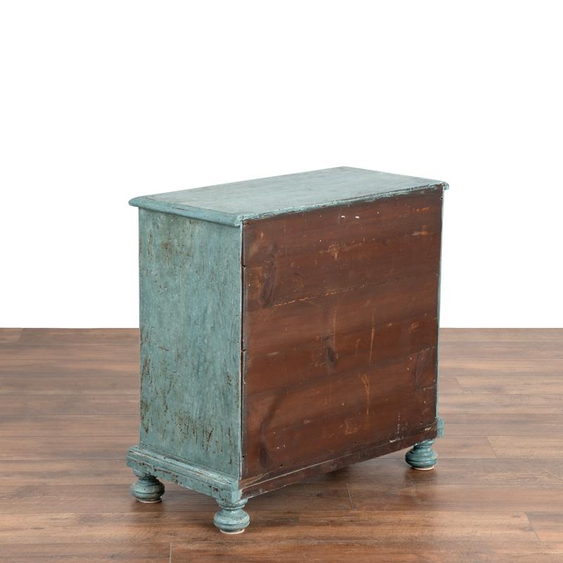Antique Small Chest of Drawers Painted Blue from Denmark circa 1800's In Good Condition In Round Top, TX