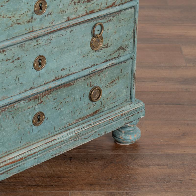 Antique Small Chest of Drawers Painted Blue from Denmark circa 1800's 1