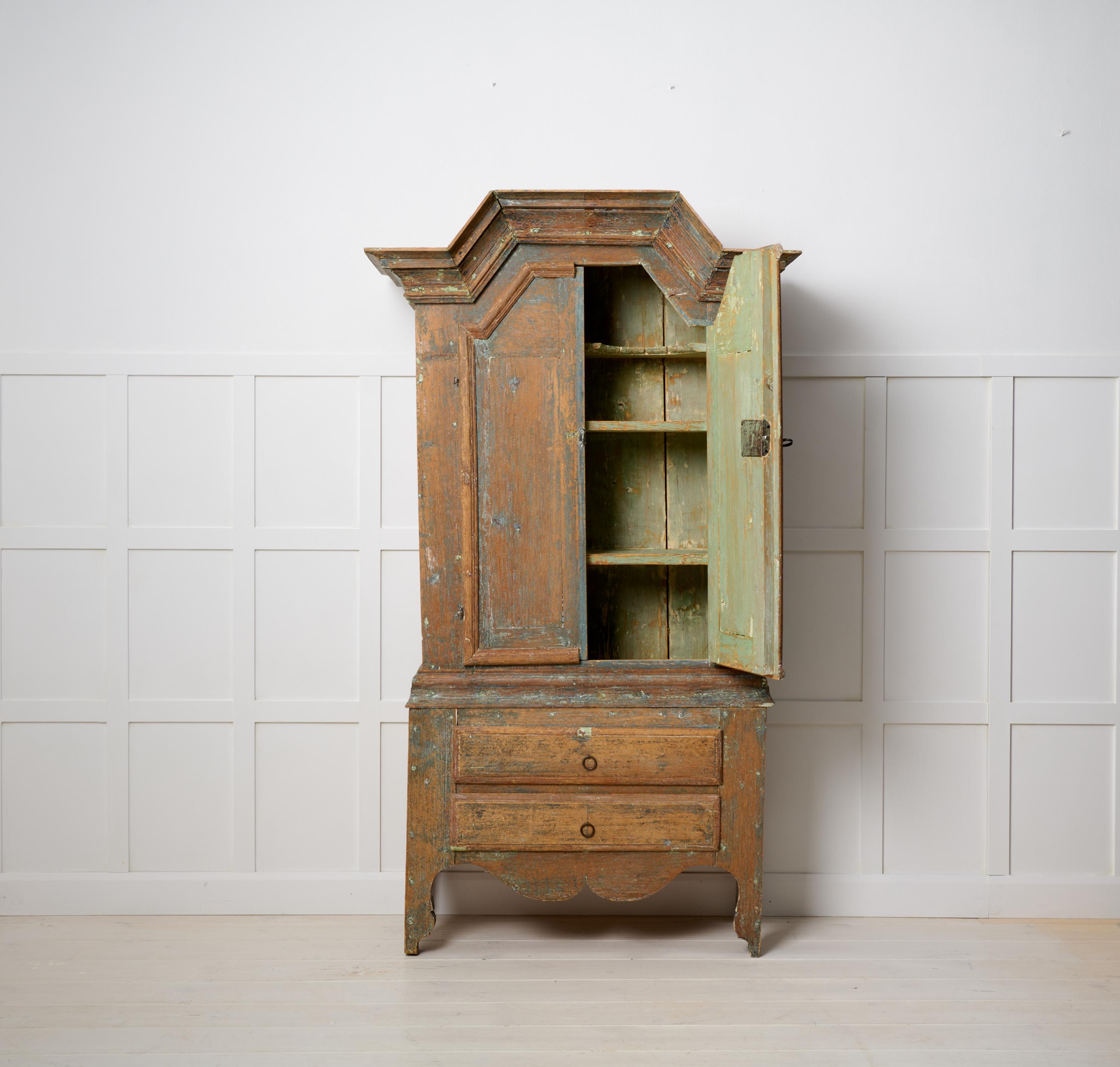 Swedish Antique Small Country Cabinet, Genuine Rustic Country Pine Furniture Sweden