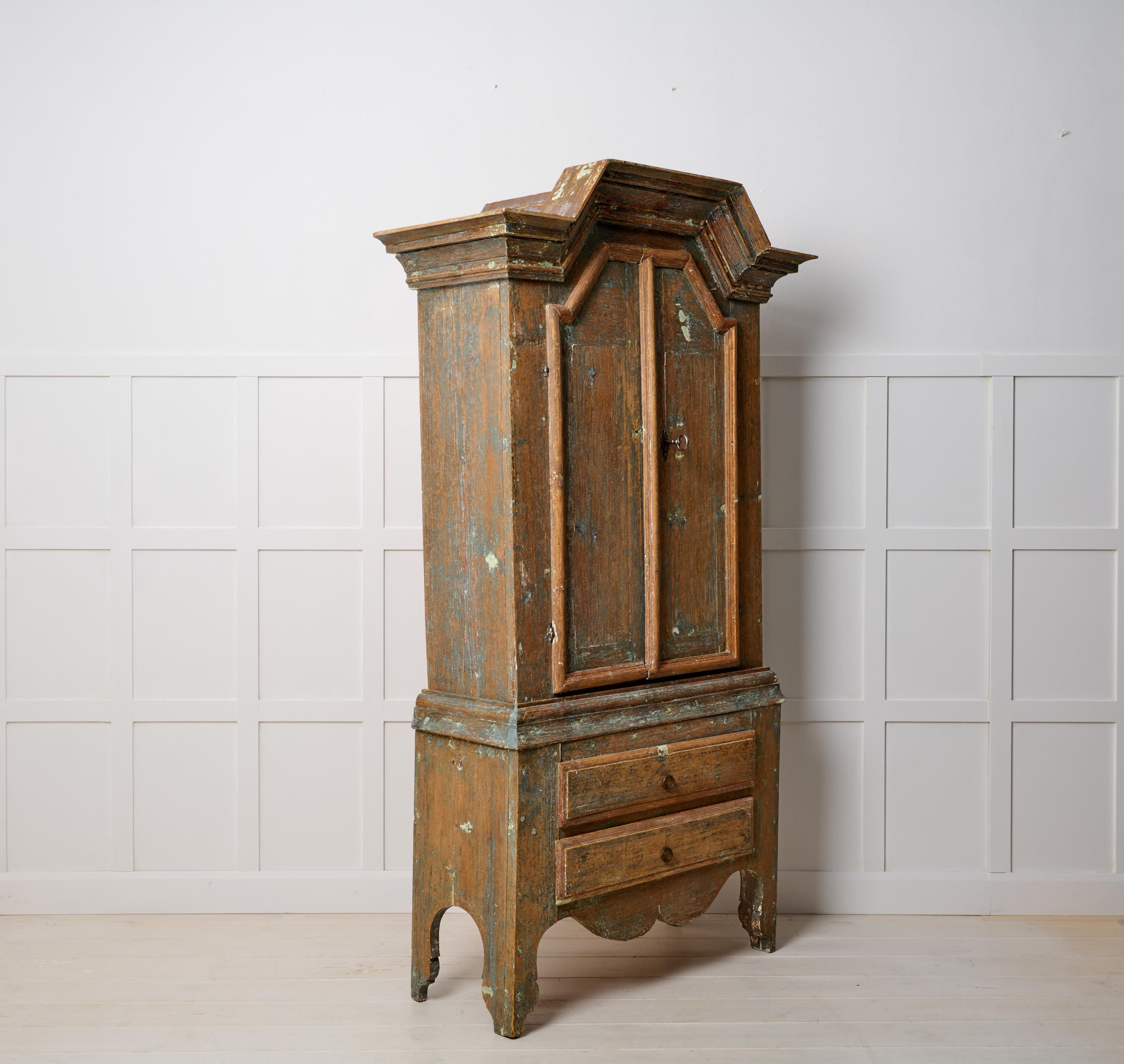 19th Century Antique Small Country Cabinet, Genuine Rustic Country Pine Furniture Sweden