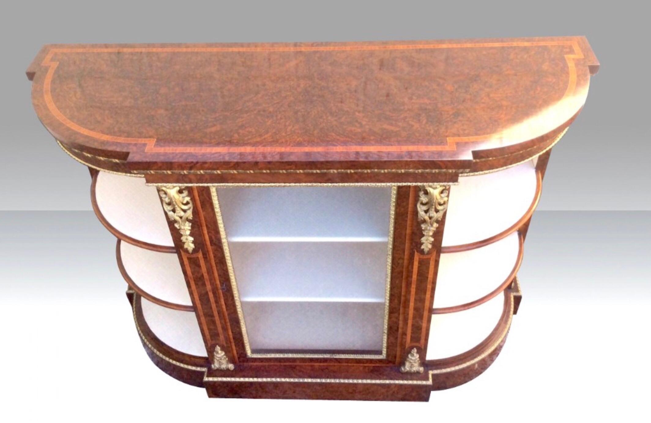 Antique Small Credenza Cabinet Burr Walnut Ormolu Mounted In Good Condition For Sale In Antrim, GB