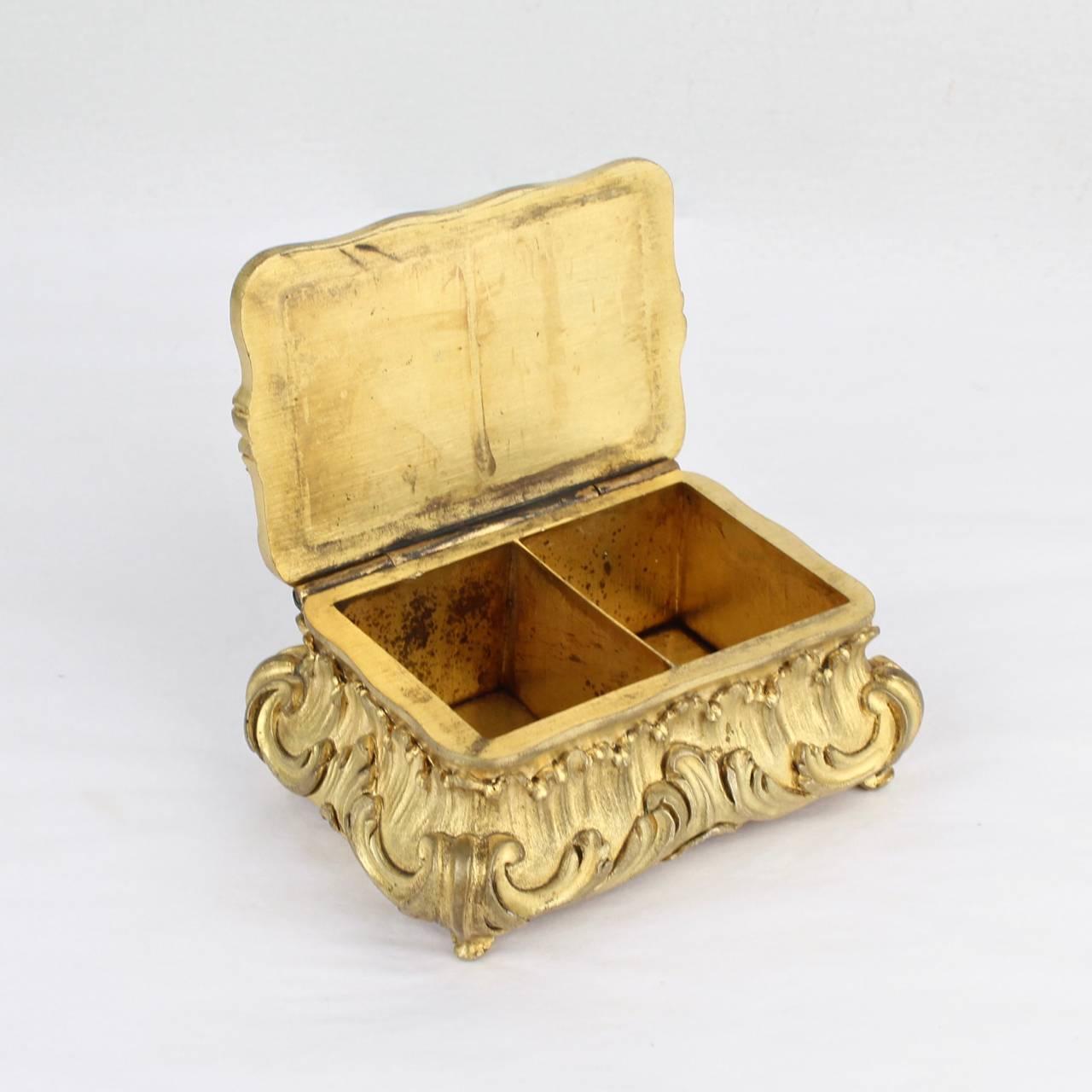 Antique Small Doré Gilt Bronze Table Box or Casket, 19th Century 1
