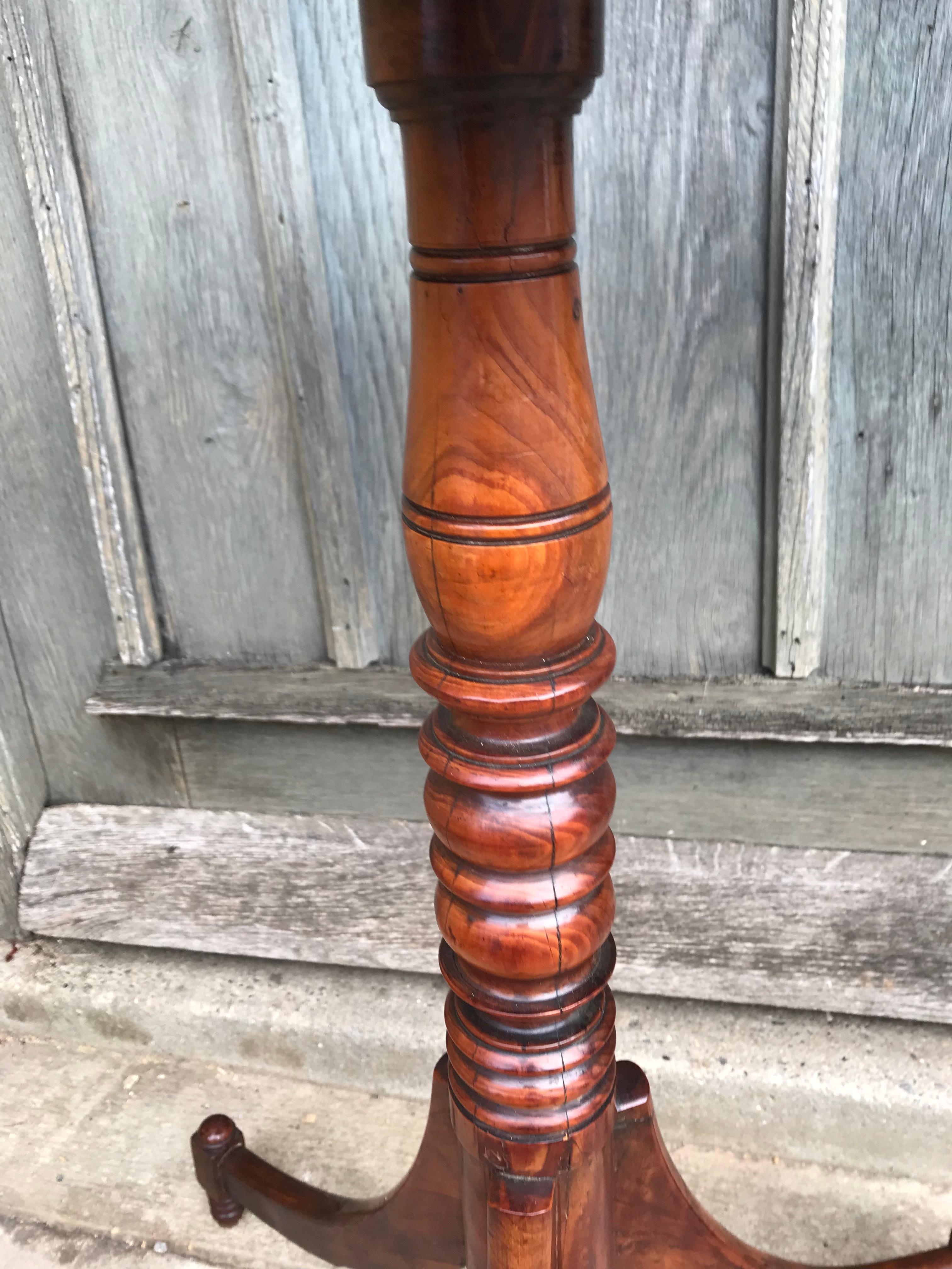 English Small Yew Wood Tripod Table/Kettle Stand, Circa 1825 For Sale