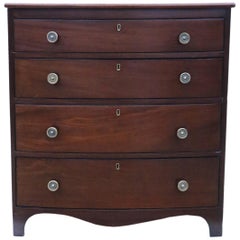 Antique Small Georgian 19th Century Mahogany Bow Front Chest of Drawers
