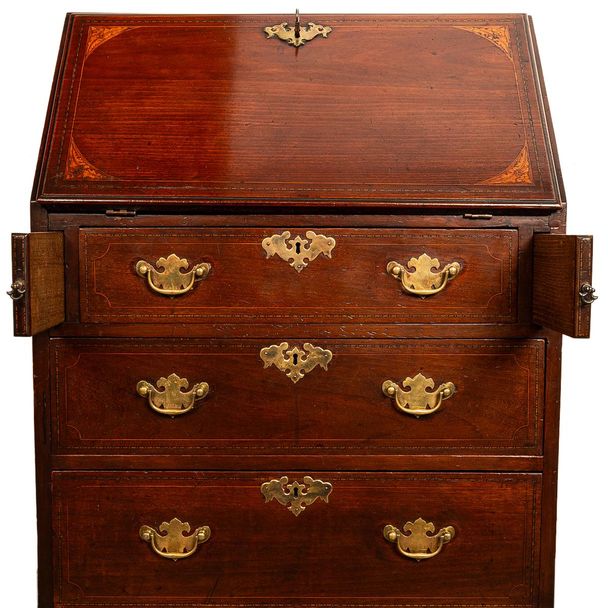 Antique Small Georgian Inlaid Mahogany Slant Front Secretary Desk Bureau 1780 4
