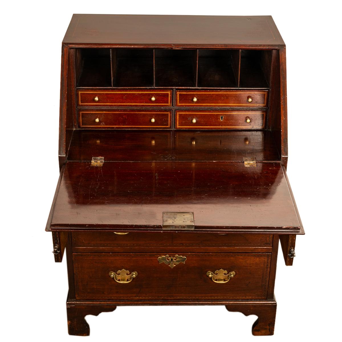 Antique Small Georgian Inlaid Mahogany Slant Front Secretary Desk Bureau 1780 2