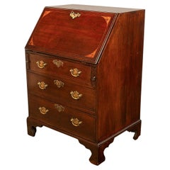 Antique Small Georgian Inlaid Mahogany Slant Front Secretary Desk Bureau 1780