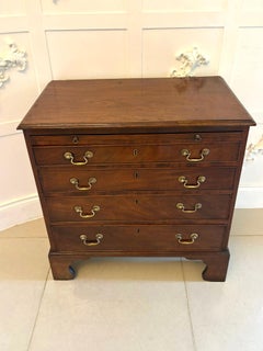 Antique Small Georgian Mahogany Four Drawer Chest of Drawers with Brushing Slide