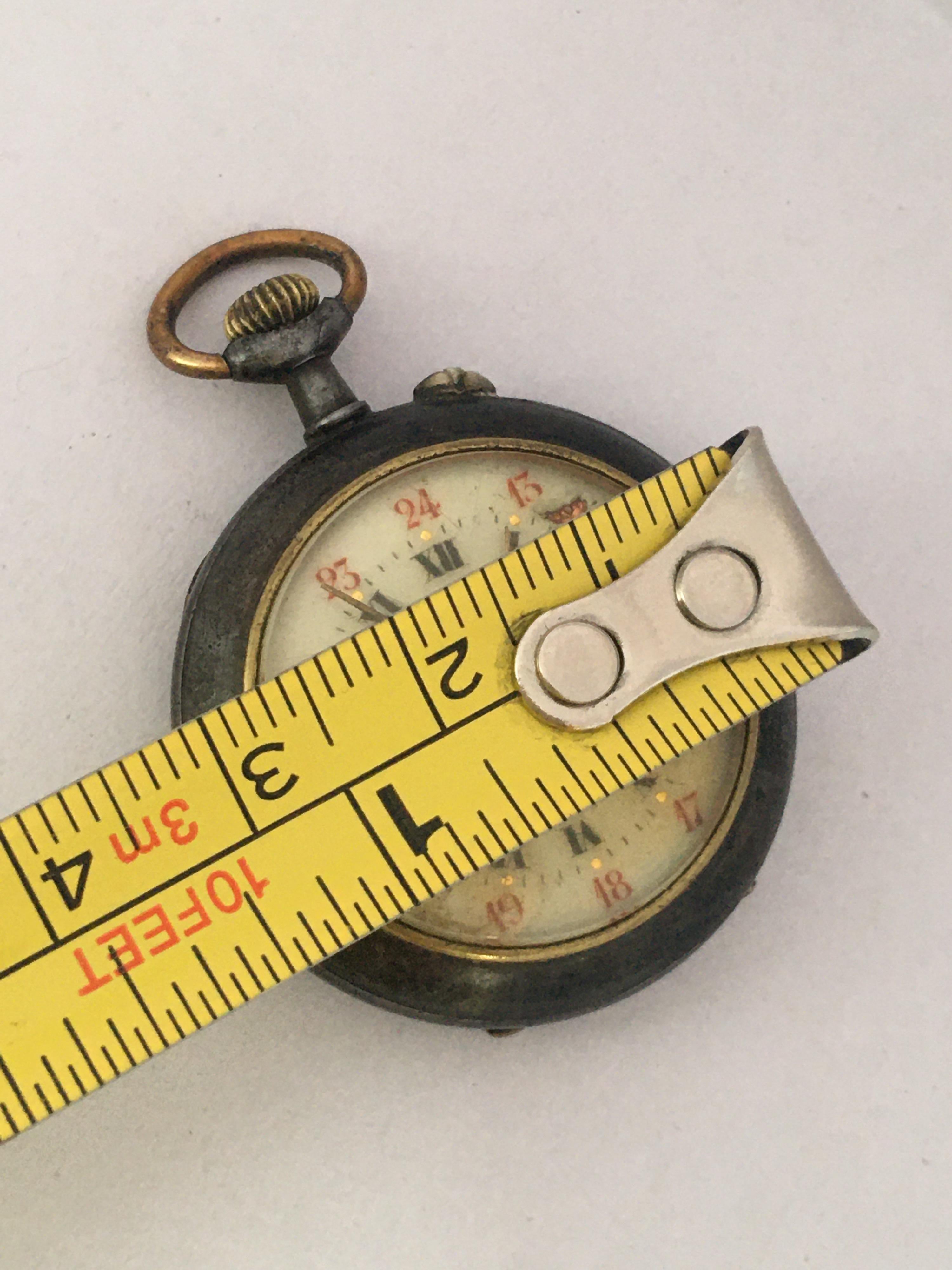 Antique Small Gunmetal Hand-Winding Fob / Pocket Watch For Sale 3