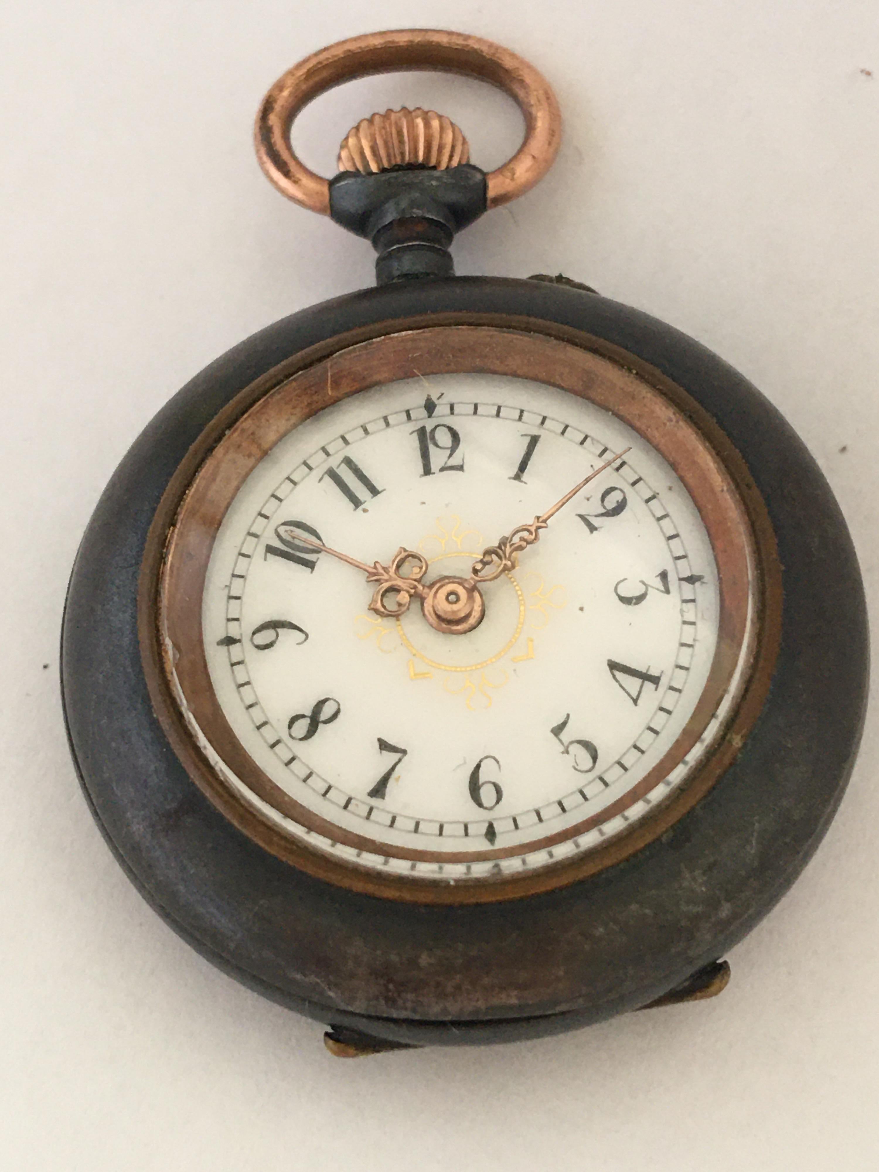 Antique Small Gunmetal Pocket Fob Watch For Sale 1