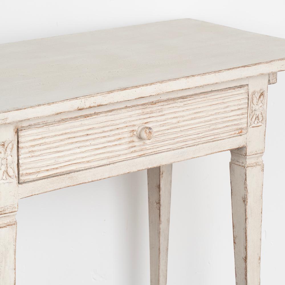 Antique Small Gustavian Side Table with Single Drawer, Painted White from Sweden 3