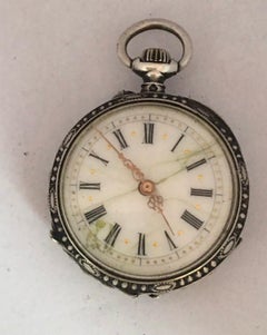 Antique Small Hand Winding Ornate Silver Fob / Pendant Watch