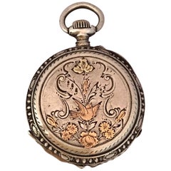Antique Small Hand Winding Ornate Silver Fob / Pendant Watch