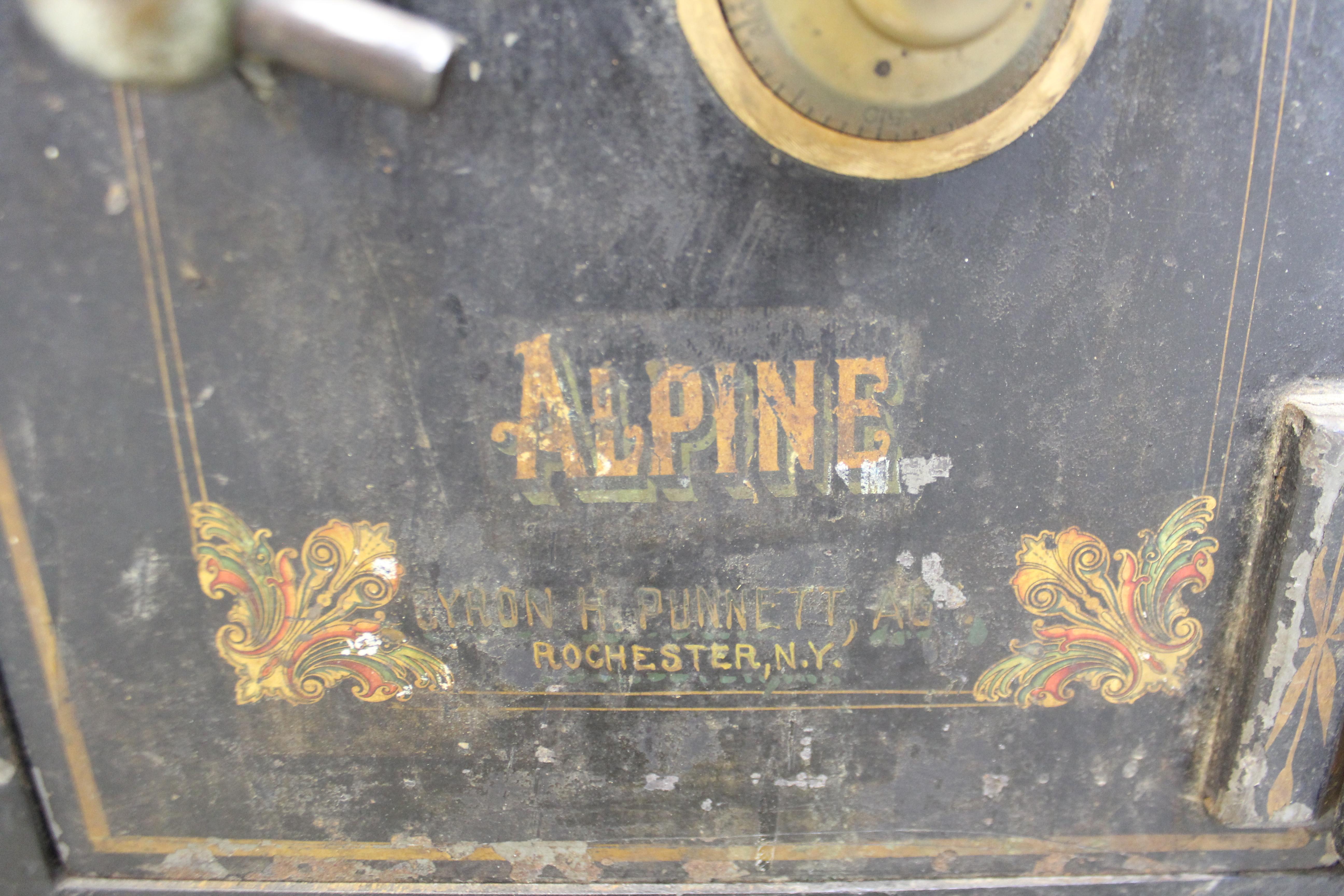Antique Small Iron Alpine Safe on Wheels 2