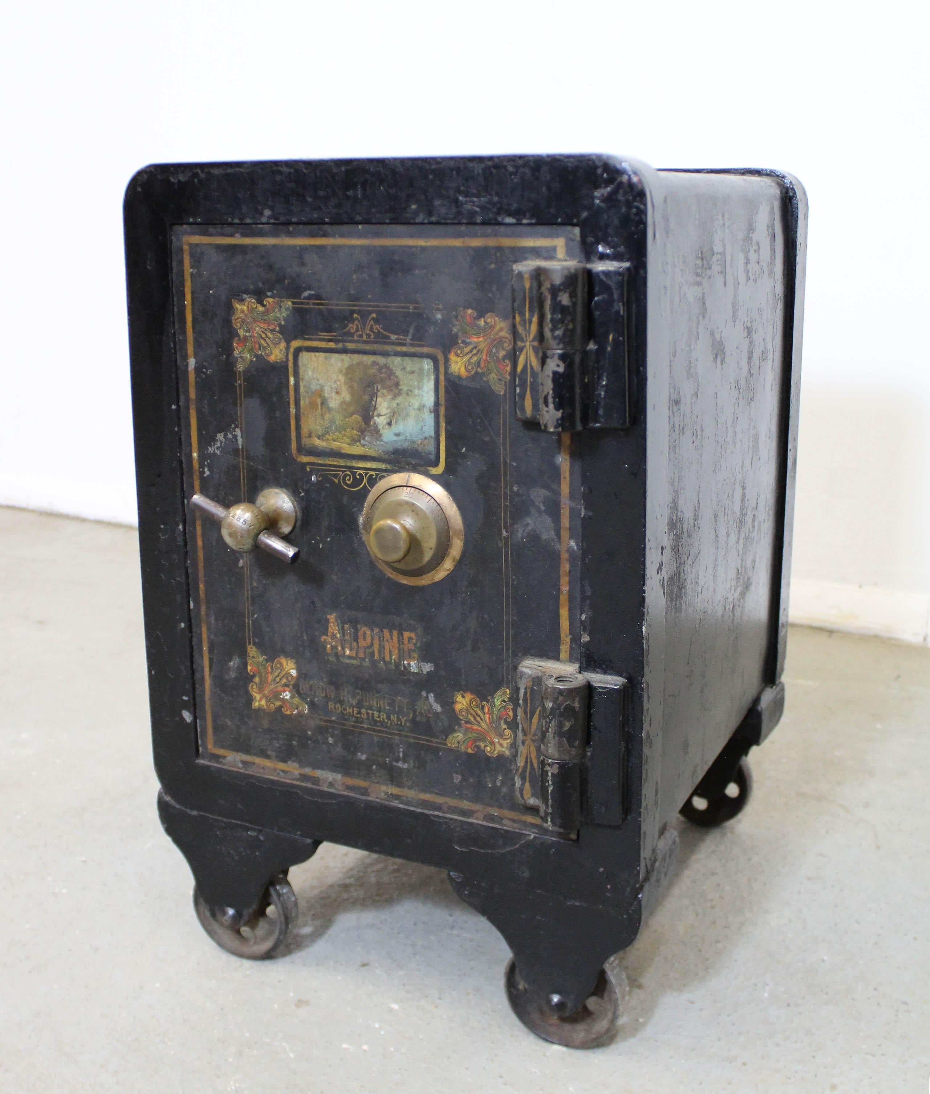 antique safe on wheels