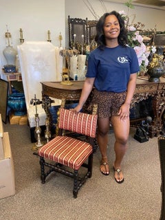 Antique Small Jacobean Style Turn Carved Walnut Accent Side Chairs - a Pair