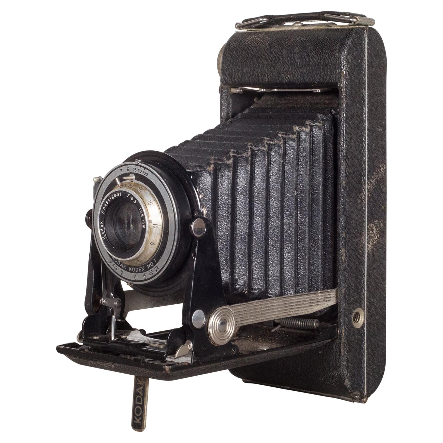 Antique Small Kodak Kodex Folding Camera and Leather Case, circa 1930