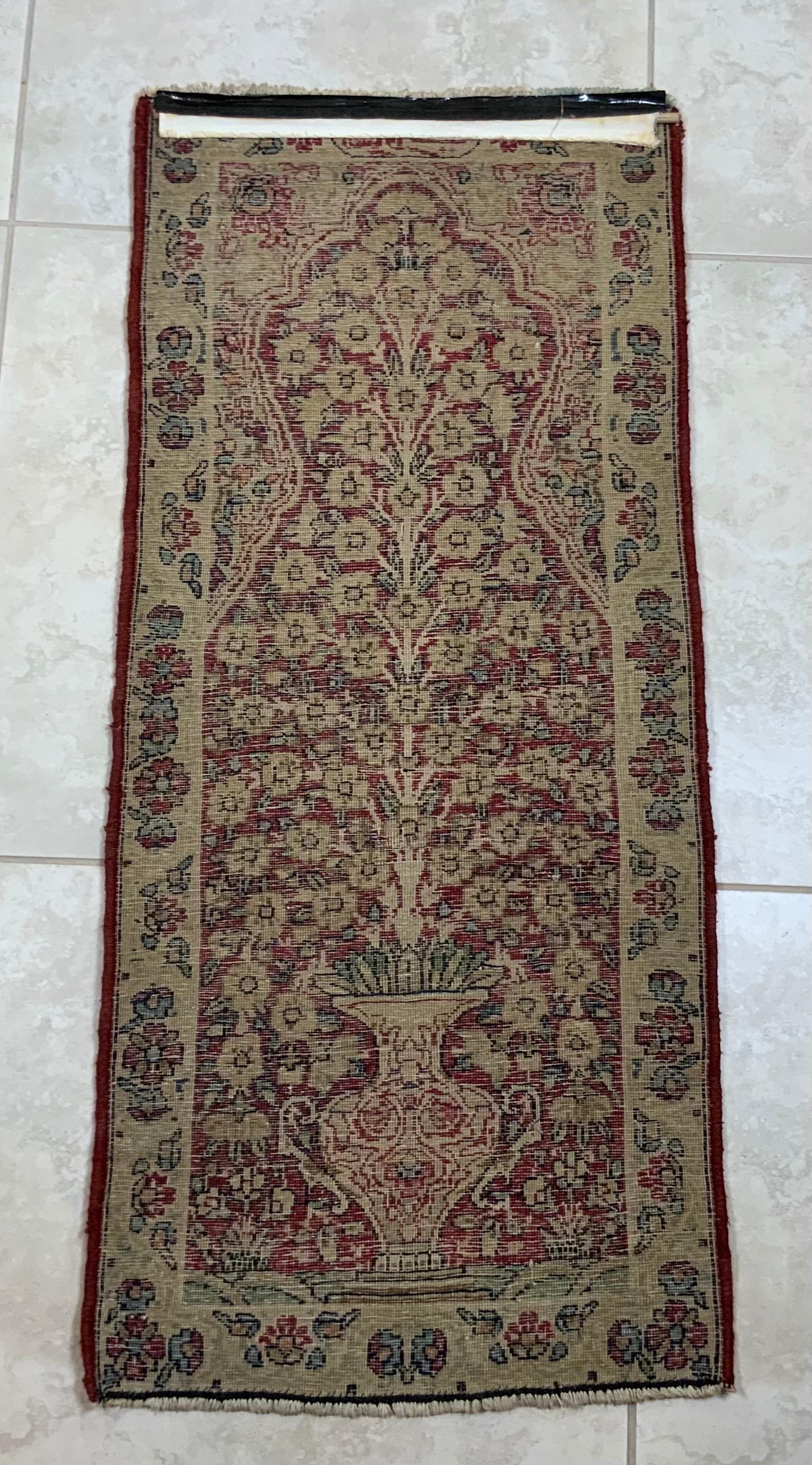 Antique Small Lavar Kerman Hand Woven Pictorial Rug For Sale 7