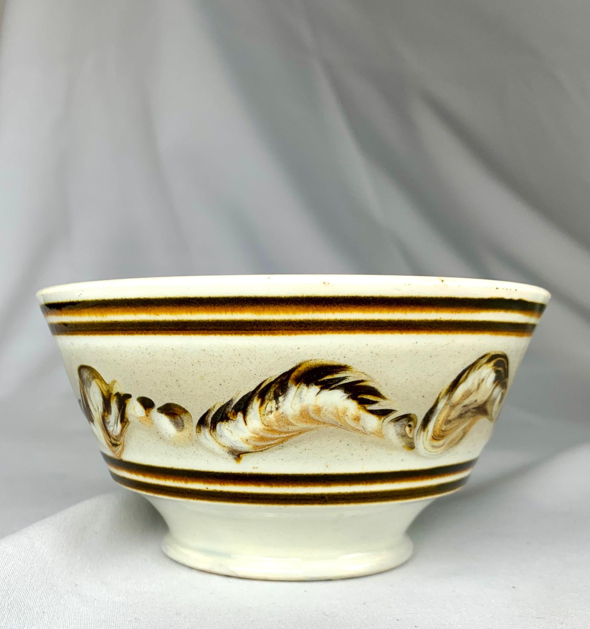Country Antique Small Mochaware Bowl England Circa 1820 For Sale