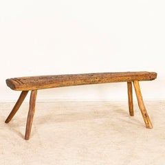 Antique Small Narrow Carved Bench Dated 1899 from Hungary