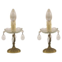 Antikes Paar antike Jugendstil-Nachttische, vergoldete Bronze, Swarowsky-Kristall, Paar