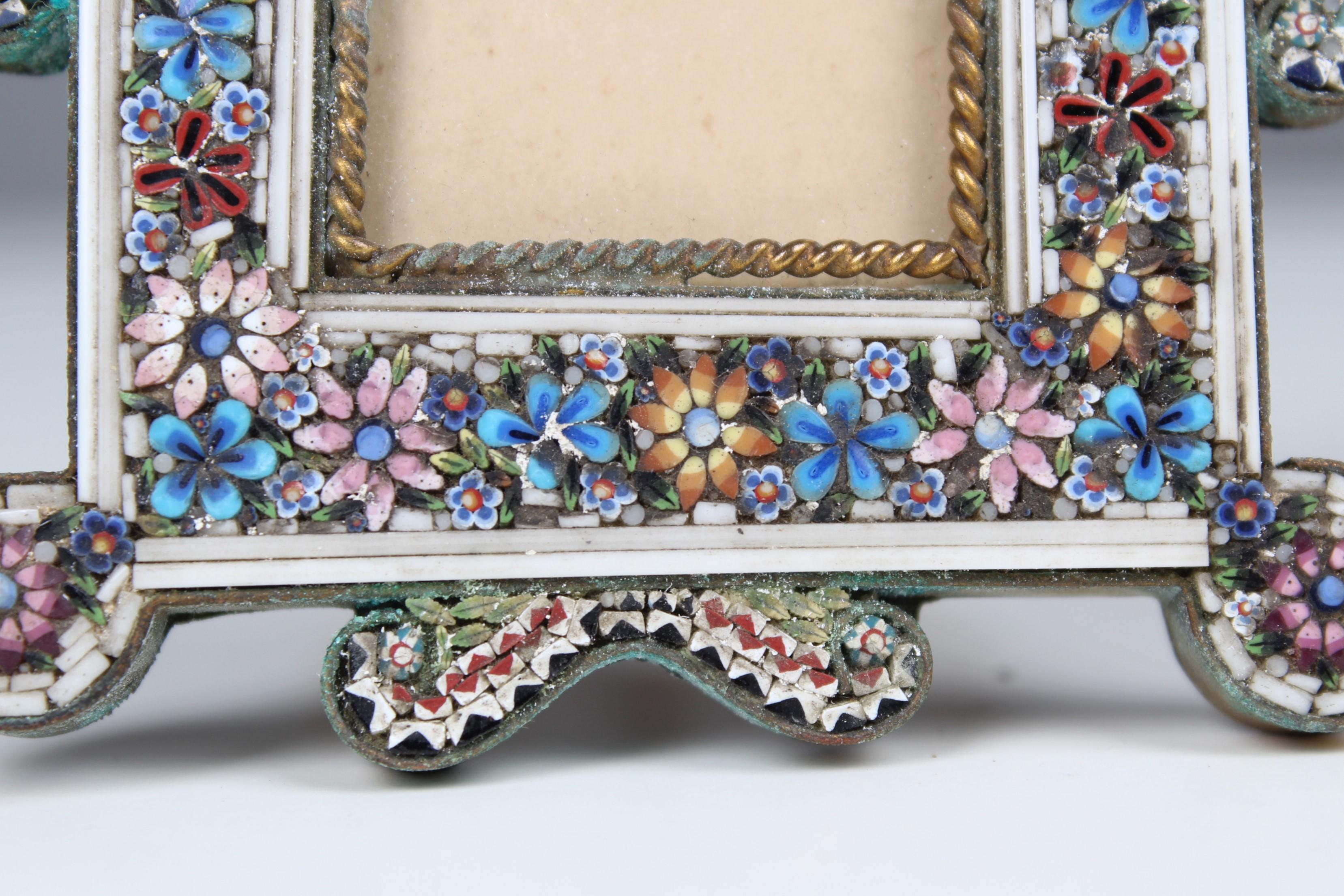 French Antique Small Picture Frame, Stone Inserts, France, 3 x 5 cm For Sale