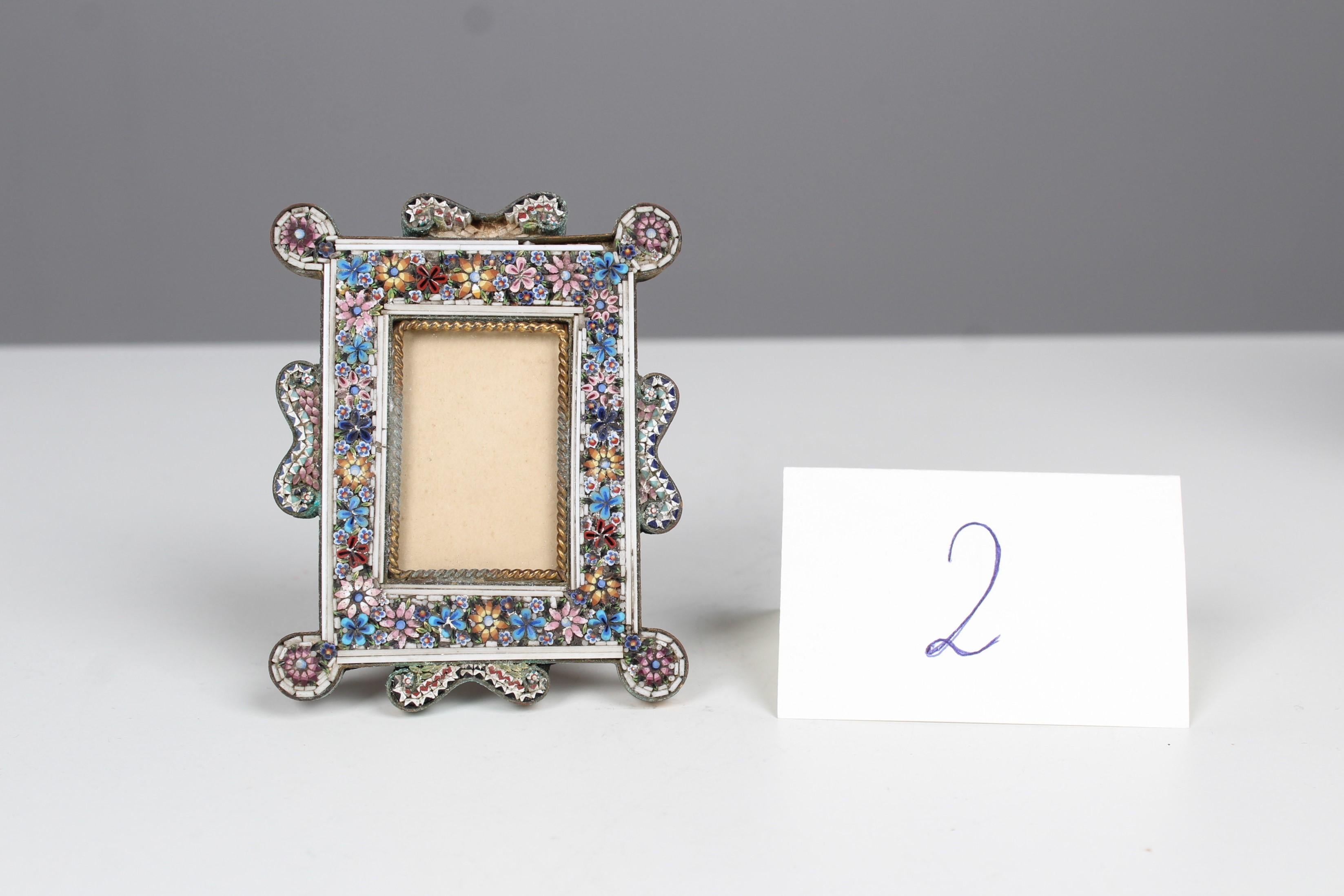 19th Century Antique Small Picture Frame, Stone Inserts, France, 3 x 5 cm For Sale