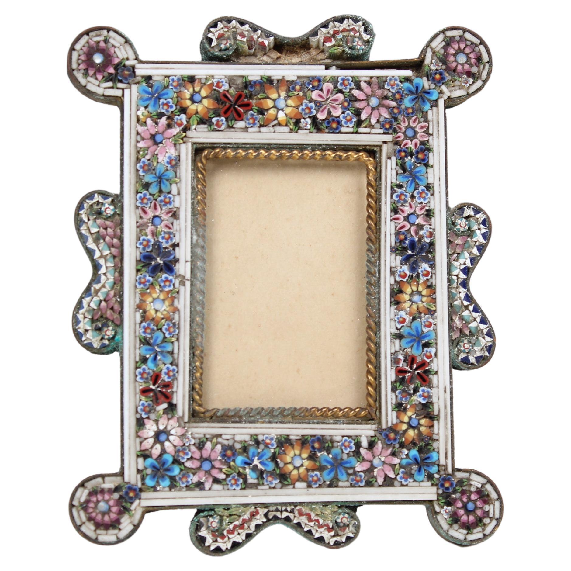 Antique Small Picture Frame, Stone Inserts, France, 3 x 5 cm For Sale