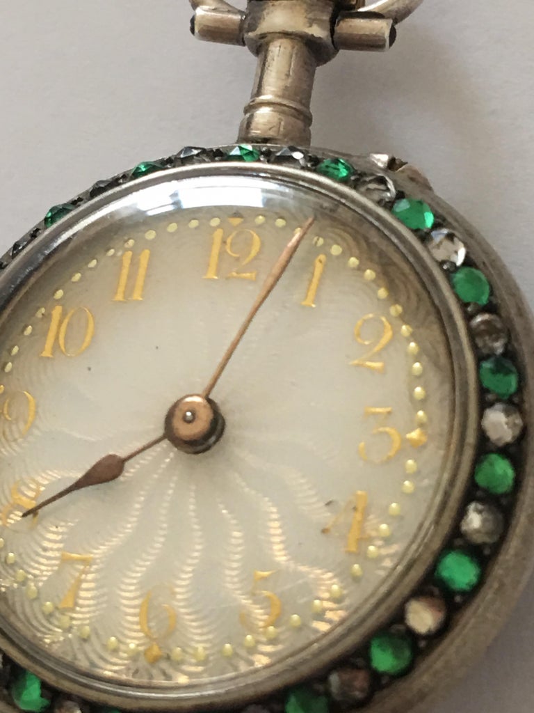 Antique Small Pocket Watch Set Throughout with Round Cut Gemstones