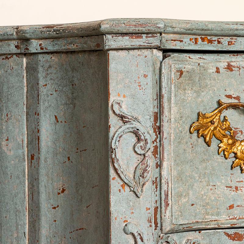 Antique Small Rococo Blue Painted Chest of Drawers Nightstand 2