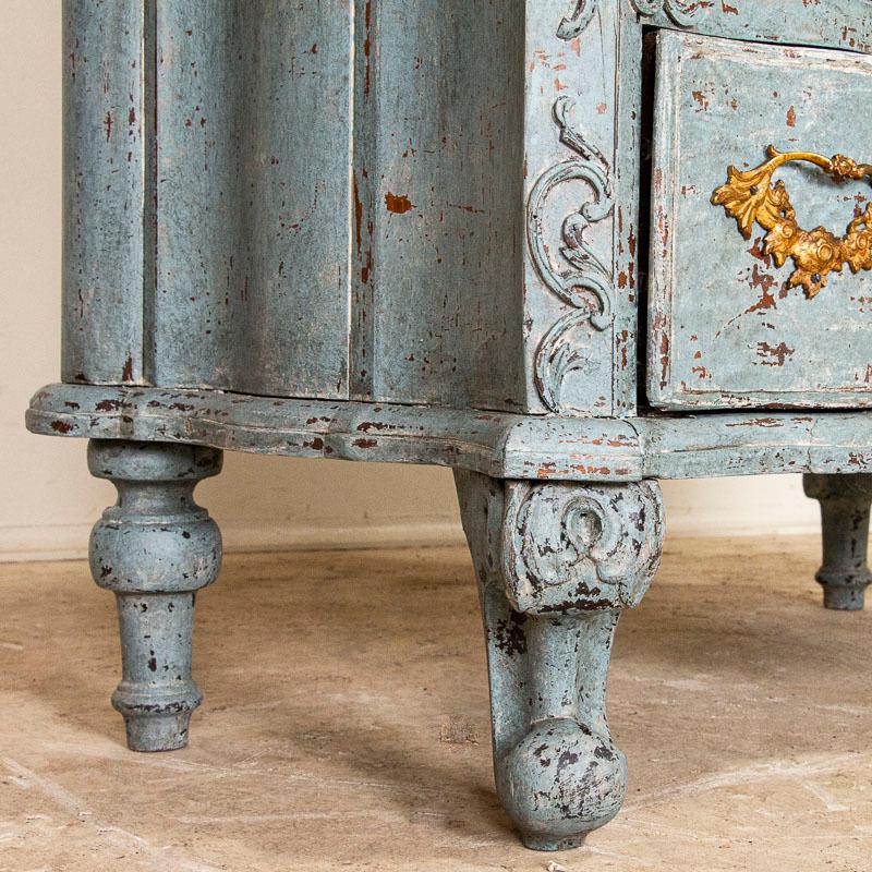 Antique Small Rococo Blue Painted Chest of Drawers Nightstand 3