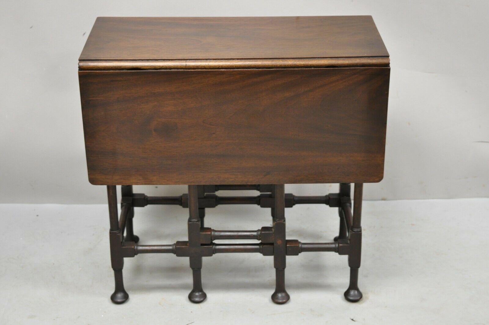 English Antique Small Salesman Sample Mahogany Drop Leaf Gate Leg Queen Anne Table For Sale