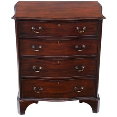 Antique Small Serpentine Mahogany Chest of Drawers, 19th Century