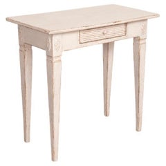 Antique Small Side Table with Single Drawer Painted White from Sweden Antique Small Side Table with Single Drawer Painted White from Sweden
